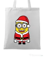 Sacosa din panza Santa minions Alb