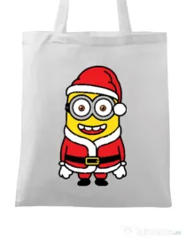 Sacosa din panza Santa minions Alb