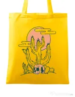 Sacosa din panza Skull and Cactus Galben