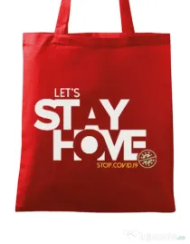 Sacosa din panza Stay home Rosu