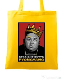 Sacosa din panza Straight outta Pyongyang Galben