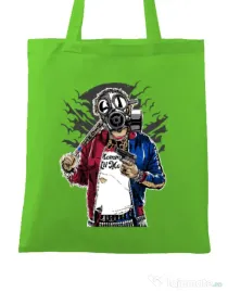 Sacosa din panza Suicide gas mask Verde mar