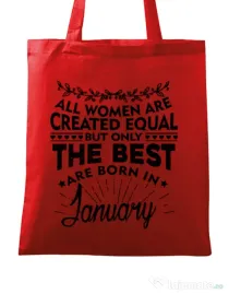 Sacosa din panza The best women are born in January Rosu