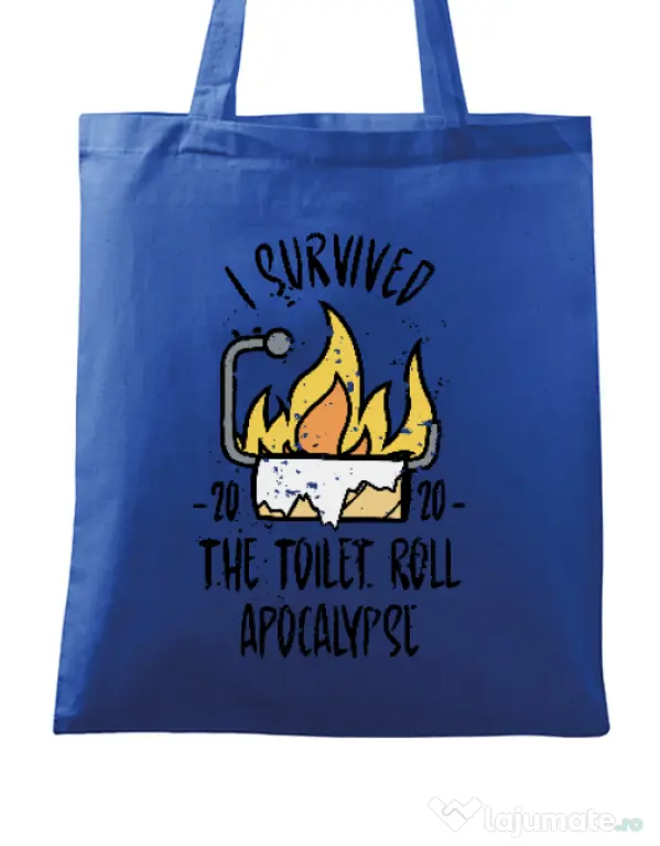 Sacosa din panza Toilet roll apocalypse Albastru regal