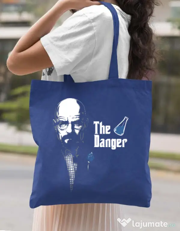Sacosa din panza Tricou The danger Albastru regal