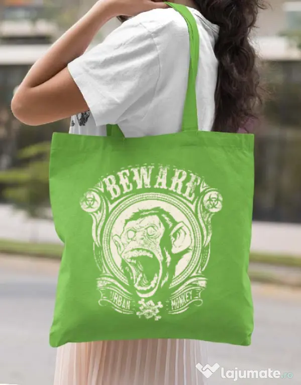 Sacosa din panza Urban monkey Verde mar