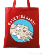 Sacosa din panza Wash your hands 2 Rosu