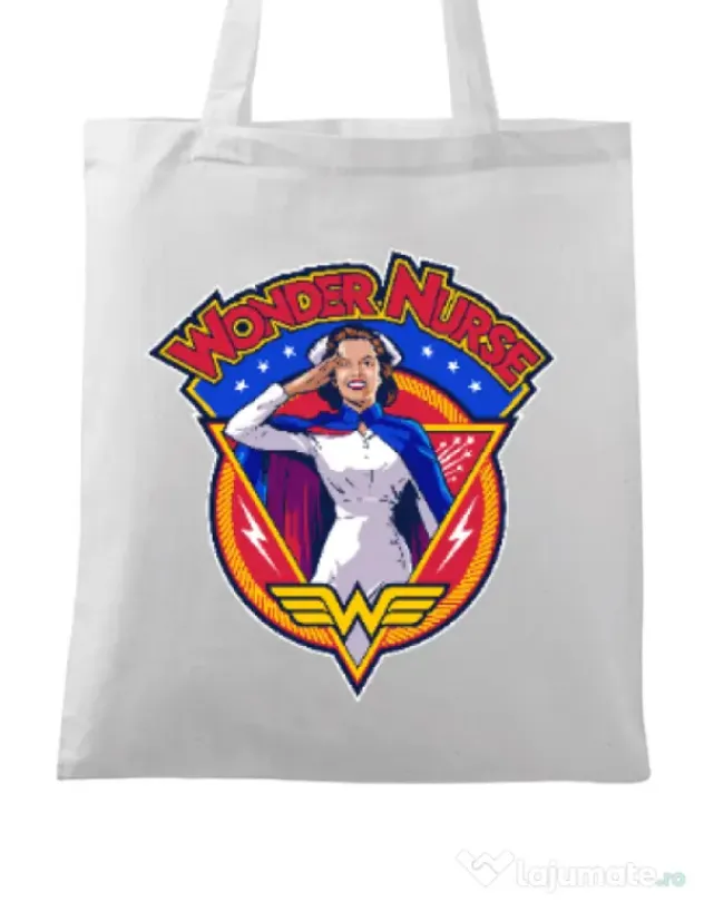 Sacosa din panza Wonder nurse Alb