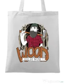 Sacosa din panza Wood you be mine Alb