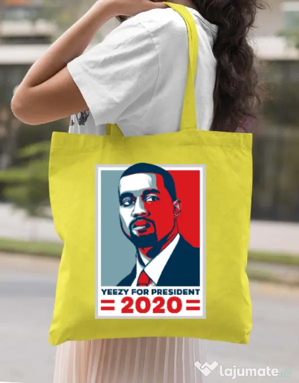 Sacosa din panza Yezzy for president Galben