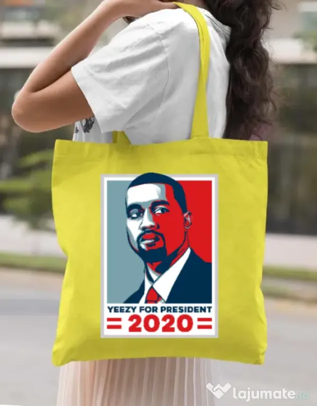 Sacosa din panza Yezzy for president Galben