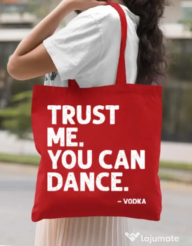 Sacosa din panza You can dance Rosu