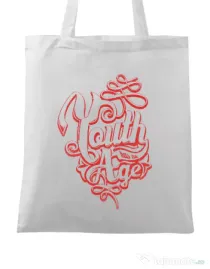 Sacosa din panza Youth has no age Alb