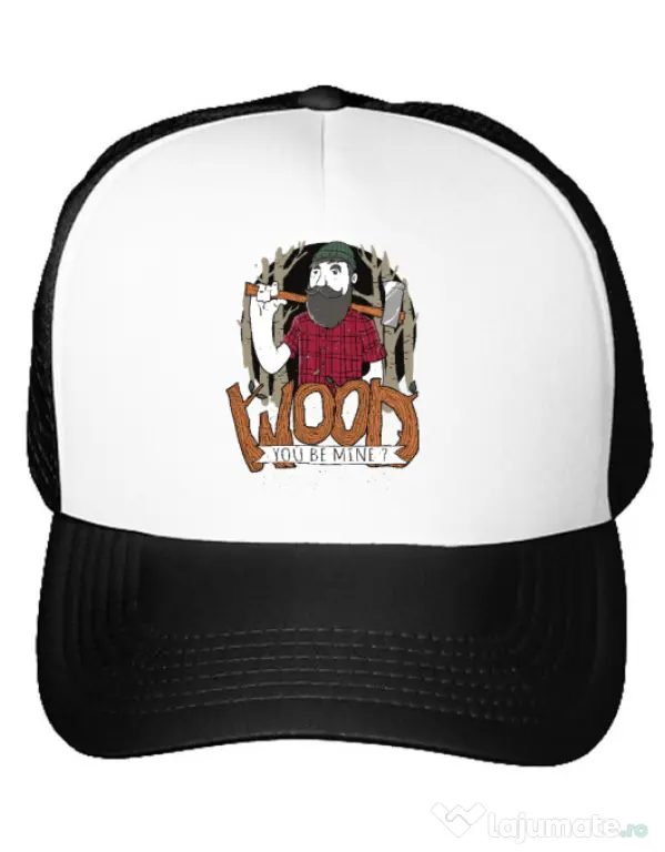 Sapca personalizata Wood you be mine Alb