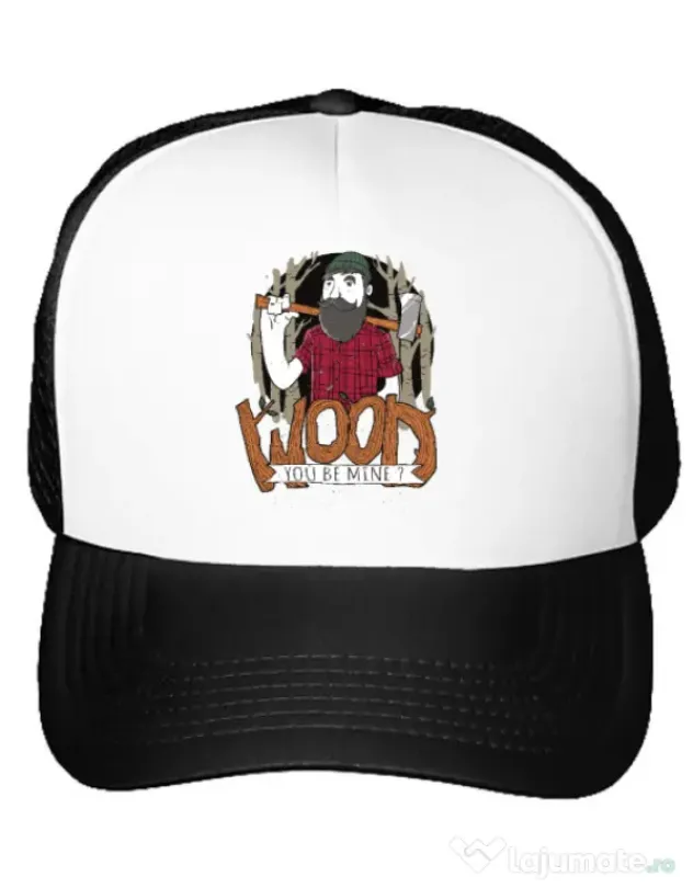 Sapca personalizata Wood you be mine Alb
