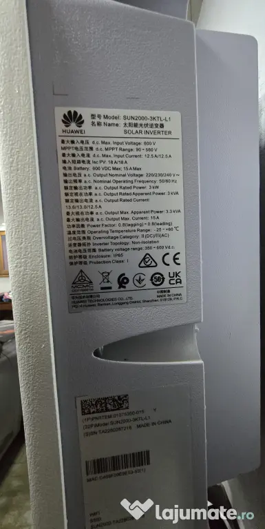 Invertor hibrid monofazat Huawei SUN2000-3KTL-L1, 3 kW