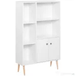 Homcom Biblioteca Alba 80×23,5×118 cm – Lemn cu Picioare din Pin