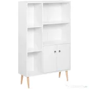 Homcom Biblioteca Alba 80×23,5×118 cm – Lemn cu Picioare din Pin 