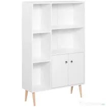Homcom Biblioteca Alba 80×23,5×118 cm – Lemn cu Picioare din Pin