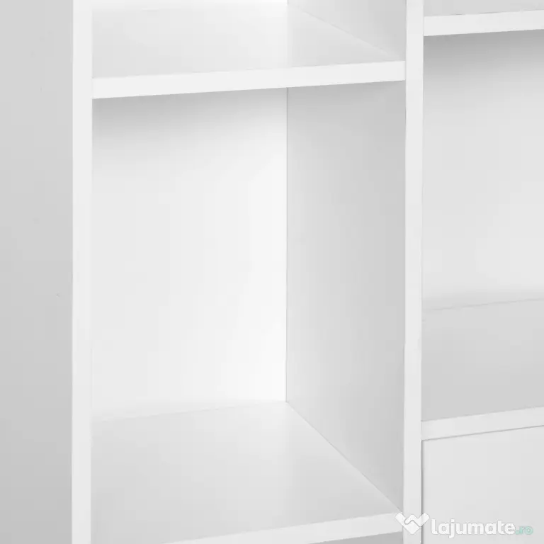 Homcom Biblioteca Alba 80×23,5×118 cm – Lemn cu Picioare din Pin