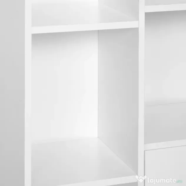 Homcom Biblioteca Alba 80×23,5×118 cm – Lemn cu Picioare din Pin