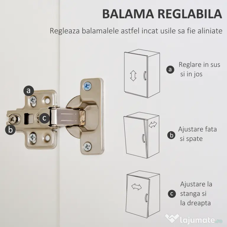 HOMCOM Dulap Multifuncțional Elegant cu Raft, Bară Umerașe și 2 Sertare, Dulap pentru Cameră cu 2 Uși, Alb, 80x40x180cm | Aosom Romania