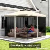 Plasa de Tantari Outsunny, Perdele de Rezerva, Balamale, 302x207cm, Negru si Bej | Aosom Romania