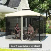 Plasa de Tantari Outsunny, Perdele de Rezerva, Balamale, 302x207cm, Negru si Bej | Aosom Romania