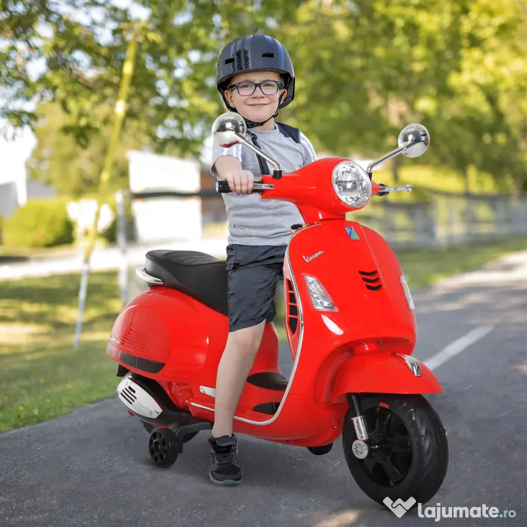 HOMCOM Motocicletă Electrică pentru Copii, 6V cu Muzică, Lumini și Sunete, 102x50,5x75,5 cm, Roșu | Aosom Romania