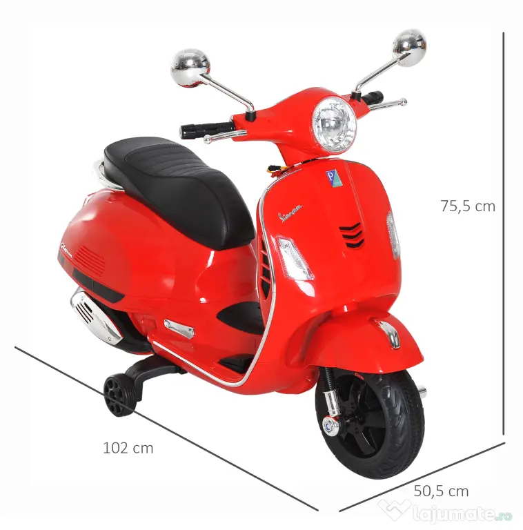 HOMCOM Motocicletă Electrică pentru Copii, 6V cu Muzică, Lumini și Sunete, 102x50,5x75,5 cm, Roșu | Aosom Romania
