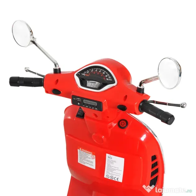 HOMCOM Motocicletă Electrică pentru Copii, 6V cu Muzică, Lumini și Sunete, 102x50,5x75,5 cm, Roșu | Aosom Romania