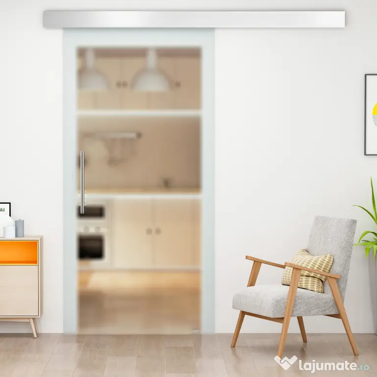 HOMCOM usa glisanta din sticla, sina silentioasa, 77.5x205cm | Aosom Romania