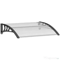 Outsunny Copertină Usa din Policarbonat, Acoperiș pentru Ușă sau Fereastră Impermeabilă Anti-UV, 75x120x23cm, Transparent si negru| Aosom Romania