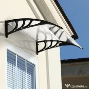Outsunny Copertină Usa din Policarbonat, Acoperiș pentru Ușă sau Fereastră Impermeabilă Anti-UV, 75x120x23cm, Transparent si negru| Aosom Romania 