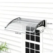 Outsunny Copertină Usa din Policarbonat, Acoperiș pentru Ușă sau Fereastră Impermeabilă Anti-UV, 75x120x23cm, Transparent si negru| Aosom Romania 