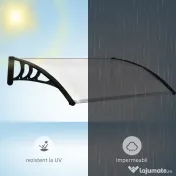 Outsunny Copertină Usa din Policarbonat, Acoperiș pentru Ușă sau Fereastră Impermeabilă Anti-UV, 75x120x23cm, Transparent si negru| Aosom Romania 