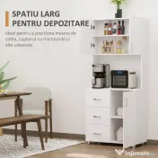 HOMCOM Bufet Modern din Lemn Alb cu 2 Dulapioare, Polite Reglabile, 1 Raft Deschis si 3 Sertare, 80x39,5x183,5cm | Aosom Romania 