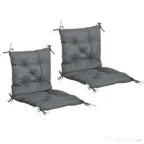 Outsunny Set 2 Perne pentru Scaune de Exterior din Poliester și Bumbac cu Șnururi, 50x98x8 cm, Gri