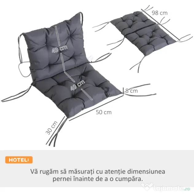 Outsunny Set de Două Perne pentru Scaune de Exterior - Gri | Aosom Romania