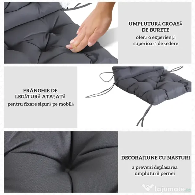 Outsunny Set de Două Perne pentru Scaune de Exterior - Gri | Aosom Romania