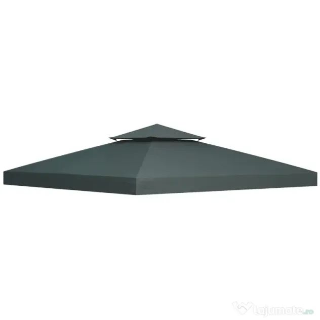 Outsunny Acoperis de Schimb pentru Foisor 3x3m, Prelata pentru Foisor cu 2 Niveluri Rezistent la Razele UV, Gri Antracit (NUMAI PRELATA)