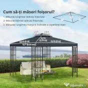 Outsunny Acoperis de Schimb pentru Foisor 3x3m, Prelata pentru Foisor cu 2 Niveluri Rezistent la Razele UV, Gri Antracit (NUMAI PRELATA) 