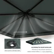 Outsunny Acoperis de Schimb pentru Foisor 3x3m, Prelata pentru Foisor cu 2 Niveluri Rezistent la Razele UV, Gri Antracit (NUMAI PRELATA) 