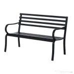 Outsunny Banca de Gradina din Metal Neagra 127 x 62 x 82cm