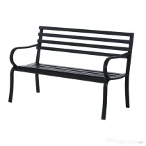 Outsunny Banca de Gradina din Metal Neagra 127 x 62 x 82cm