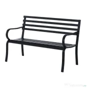 Outsunny Banca de gradina scaun de gradina din metal 2 locuri impermeabila neagra 127 x 62 x 82cm 