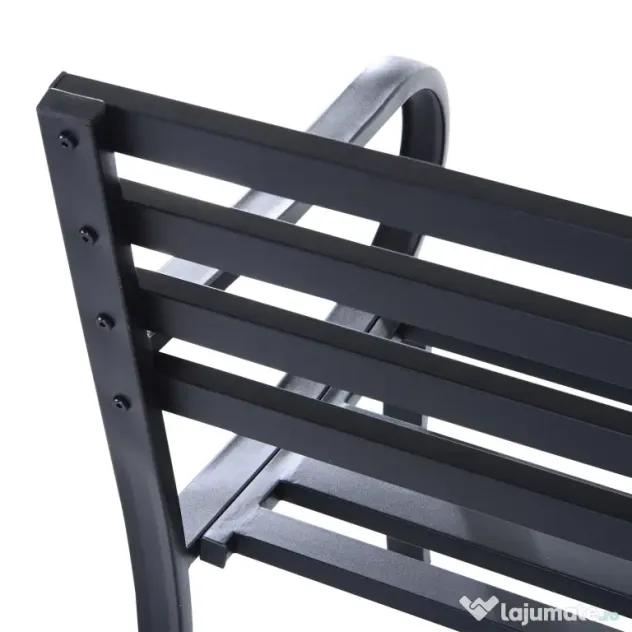 Outsunny Banca de gradina scaun de gradina din metal 2 locuri impermeabila neagra 127 x 62 x 82cm