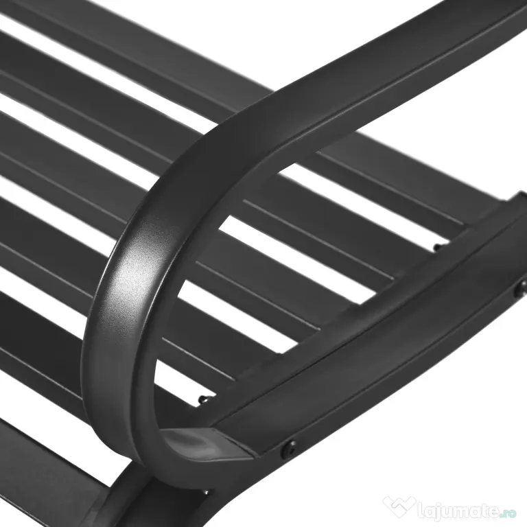 Outsunny Banca de gradina scaun de gradina din metal 2 locuri impermeabila neagra 127 x 62 x 82cm