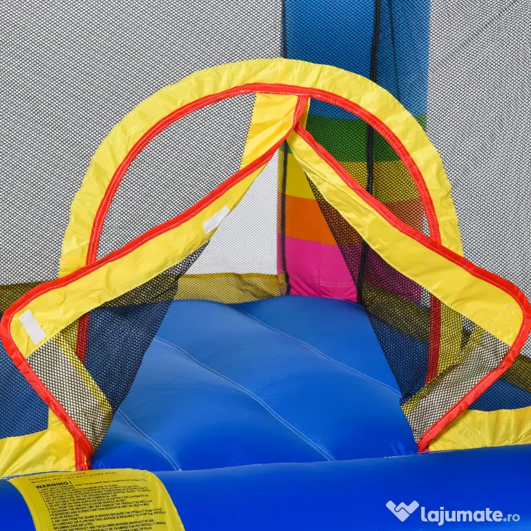 Castel Gonflabil pentru Copii Outsunny cu Trambulina si Piscina, Pompa Electrica Inclusa 290x200x155cm, Multicolor | Aosom Romania