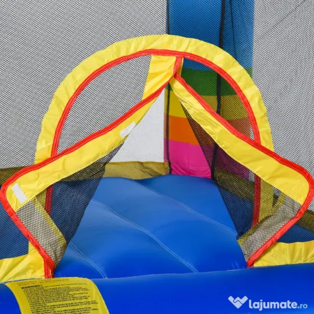 Castel Gonflabil pentru Copii Outsunny cu Trambulina si Piscina, Pompa Electrica Inclusa 290x200x155cm, Multicolor | Aosom Romania